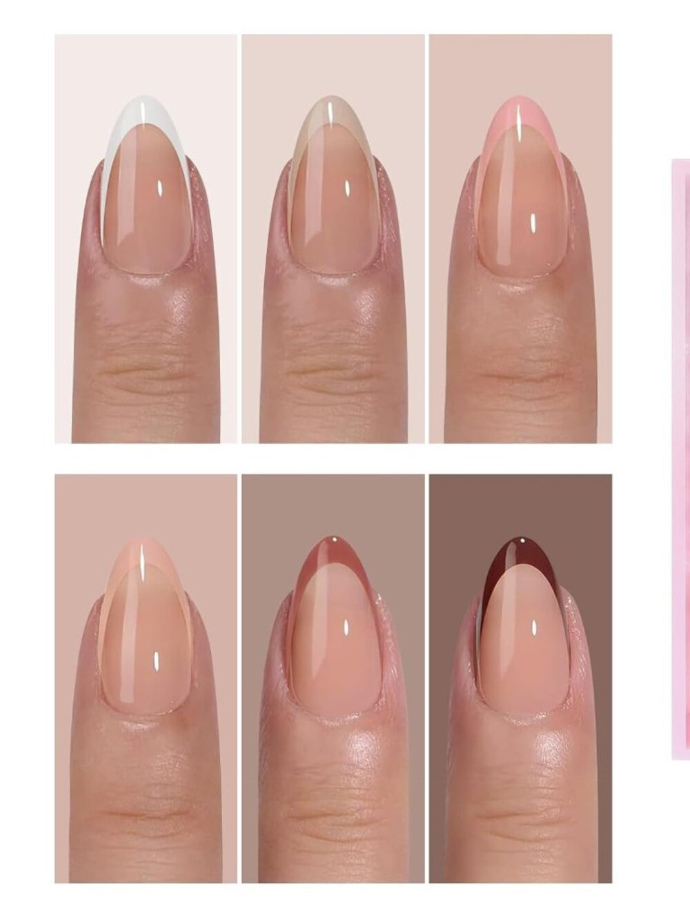 NWT Jsiallye French Tip Press on Nails, 180Pcs Short Almond Matte, 6 Shades